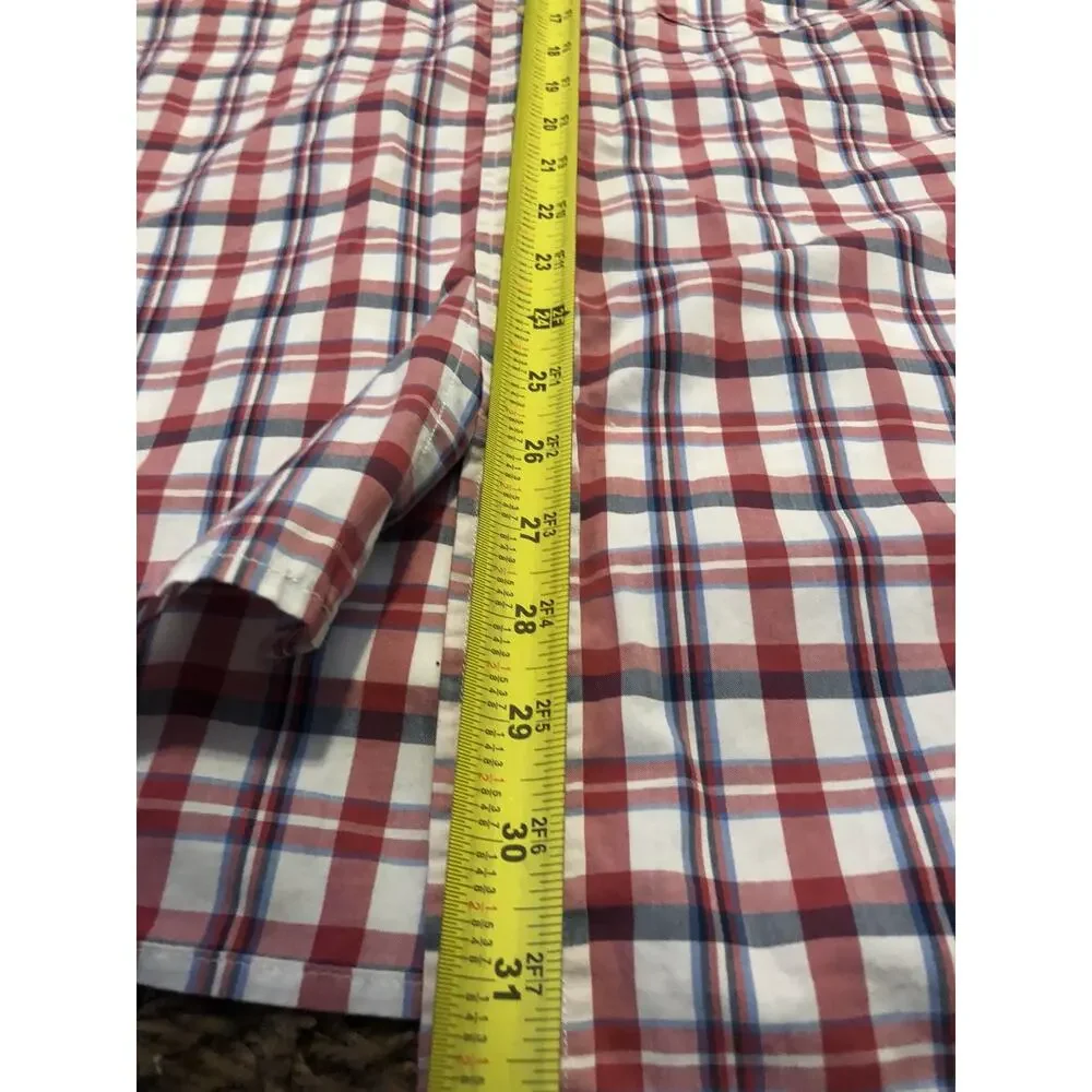 Banana Republic Shirt Mens Large Button Up Check Plaid Red Blue Long Sleeve A5
